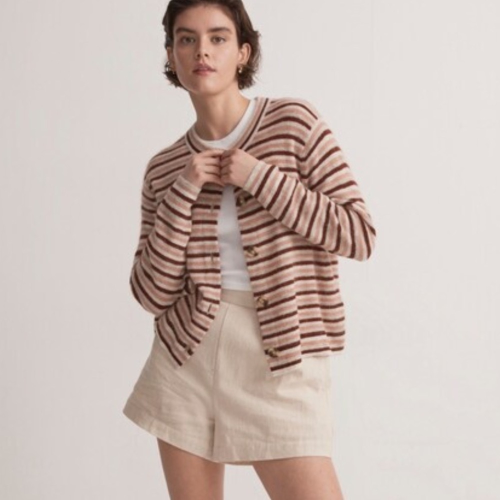 Madewell Chivon Alpaca-Blend Cardigan Sweater in Stripe xs